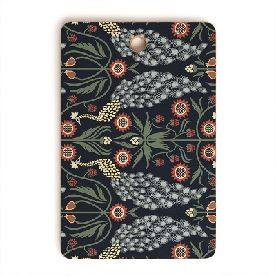 Emanuela Carratoni Peacocks and Berries Cutting Board Rectangle - Deny Designs
