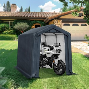 Captiva Designs Outdoor Portable Storage Shelter - Garage Tent with Roll-Up Zipper Doors & Vents for Motorcycles and Bikes (Gray) - 1 of 4