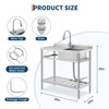 Commercial Stainless Steel Utility Sink Freestanding Single Bowl with Pull-Down Hot & Cold Faucet, Built-In Washboard, Indoor & Outdoor Use - 2 of 4