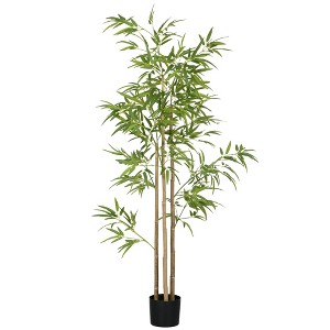 Aghana Digitals 4.5FT Faux Bamboo Tree with 780 Leaves, PE Moss & Cement Soil in Nursery Pot - - 1 of 4