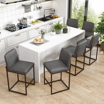 Dyonery Counter Height Bar Stools, 25.6" Faux Leather Kitchen Island Chairs with Back, Modern Dining Chairs for Home Bar Café