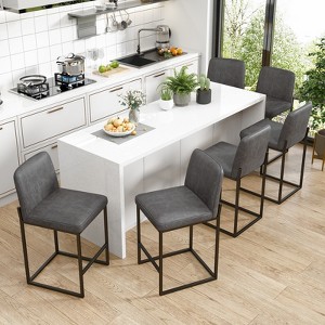 Dyonery Counter Height Bar Stools, 25.6" Faux Leather Kitchen Island Chairs with Back, Modern Dining Chairs for Home Bar Café - 1 of 4