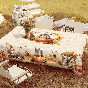 Fall Tablecloth, Pumpkins Farmhouse Fall Decor, Thanksgiving Table Cloth Rectangle for Party, Dinner - 1 of 4