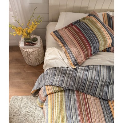 King Size Multicolor Striped Microfiber Bedspread