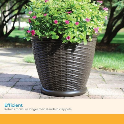 Java Brown Resin Wicker Round Indoor/Outdoor Planter Set