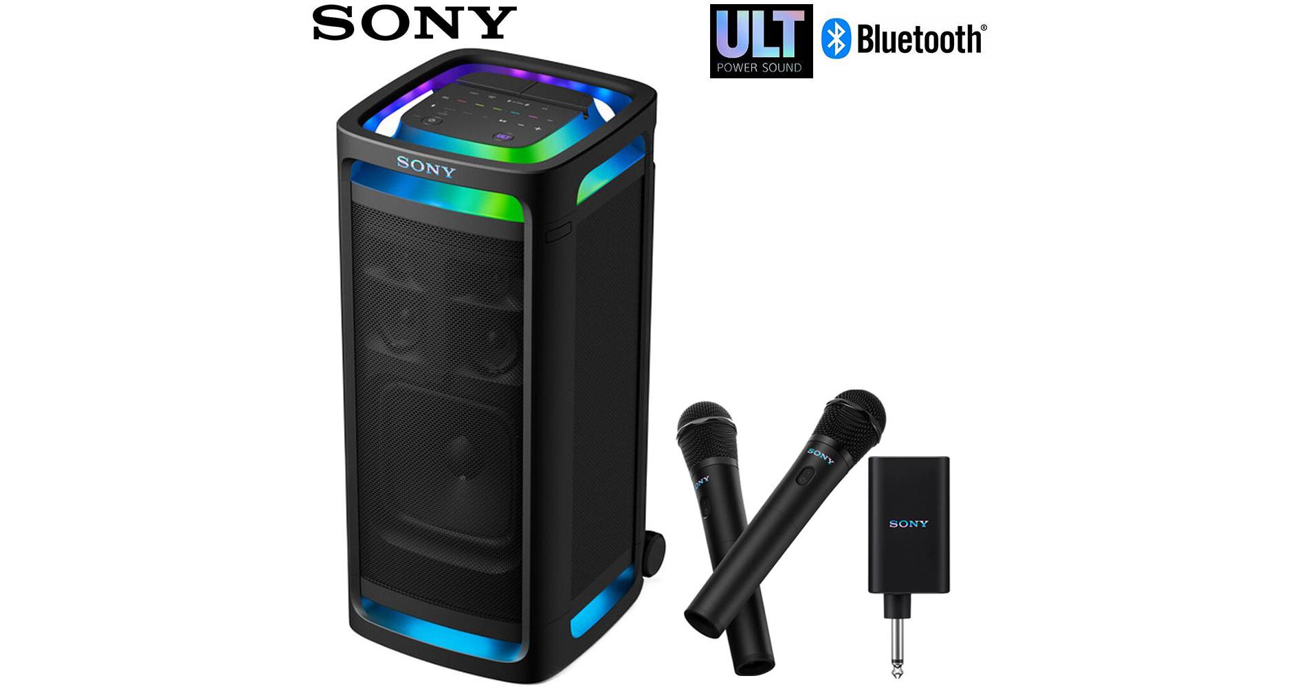 Sony ULT Tower 9 B.tooth Karaoke Party Speaker w/ Handle & Wheels + Mic Bundle