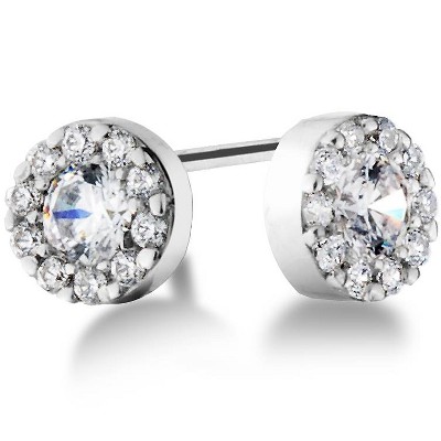 Pompeii3 1/2ct Halo VS Diamond Studs 14K White Gold