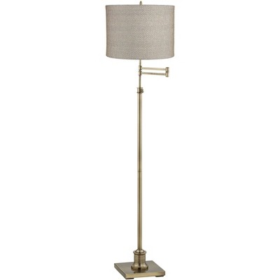 360 Lighting Westbury Gray And Gold Shade Brass Swing Arm Floor Lamp