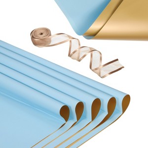 Unique Bargains Waterproof Elegant Design Floral Arrangements DIY Crafts Gift Wrap with Ribbon 1 Set - 1 of 4