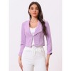 INSPIRE CHIC Women's Regular Fit Notched Lapel Ruched Sleeve Business Crop Blazer - 2 of 4