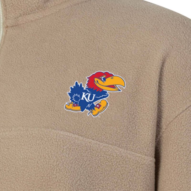 NCAA Kansas Jayhawks Women&#39;s 1/4 Zip Sand Fleece Sweatshirt, 3 of 4