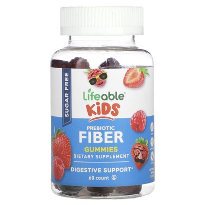 Lifeable Kids Prebiotic Fiber Gummies, Sugar Free, Natural Berry, 60 Gummies
