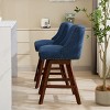 Height Swivel Bar Stools,Stool For Kitchen,Modern Wooden Fabric Bar Stools,High Footstool With Back At The Bar-Cuddlewood - 2 of 4