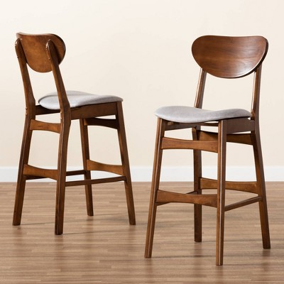 Katya Adjustable Gray Wood Bar Stool Set
