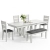 VECELO 6-Piece Wooden Dining Table Set, Dining Table with 4 Armless Upholstered Dining Chairs & Bench for Kitchen, Rubber Wood Legs, Gray - 2 of 4