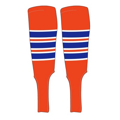 MK Socks Traditional Baseball Stirrups Pattern C-7 Orange, White, Royal (M)