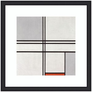 Kate and Laurel Framed Art Piet Mondrian Composition No 1 Gray Red 1935 by The Art Institute of Chicago, 35x35, Oliver Black Narrow - 1 of 4