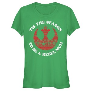 Juniors Womens Star Wars Christmas Rebel Mum T-Shirt - 1 of 3