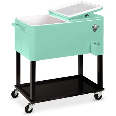 Best Choice Products 80qt Steel Rolling Cooler Cart w/ Bottle Opener, Catch Tray, Drain Plug, Locking Wheels