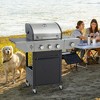 Okak Propane Grill with 3 Burners, Bbq Grill with Stainless Steel Frame and Side Burner, Outdoor Grill for Outdoor Cooking - 2 of 4