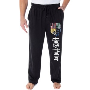 Harry Potter Adult Mens' Hogwarts Crest Collegiate Style Pajama Lounge Pants - 1 of 3