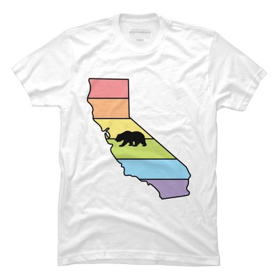 Adult Design By Humans California State Bear Pride Rainbow Flag By mellowrainbowT-Shirt