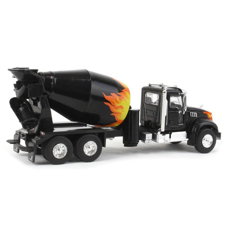 1/64 2019 Mack Granite Cement Mixer, Black with Flames, SD Series 18 Greenlight, 3 of 6