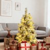 4FT Pre-Lit Snow Flocked Spruce Christmas Tree with Pine Cones, 170 Tips, Mixed PE/PVC, 120 Multi-Color LEDs, 11 Modes, Holiday Decor - 3 of 4