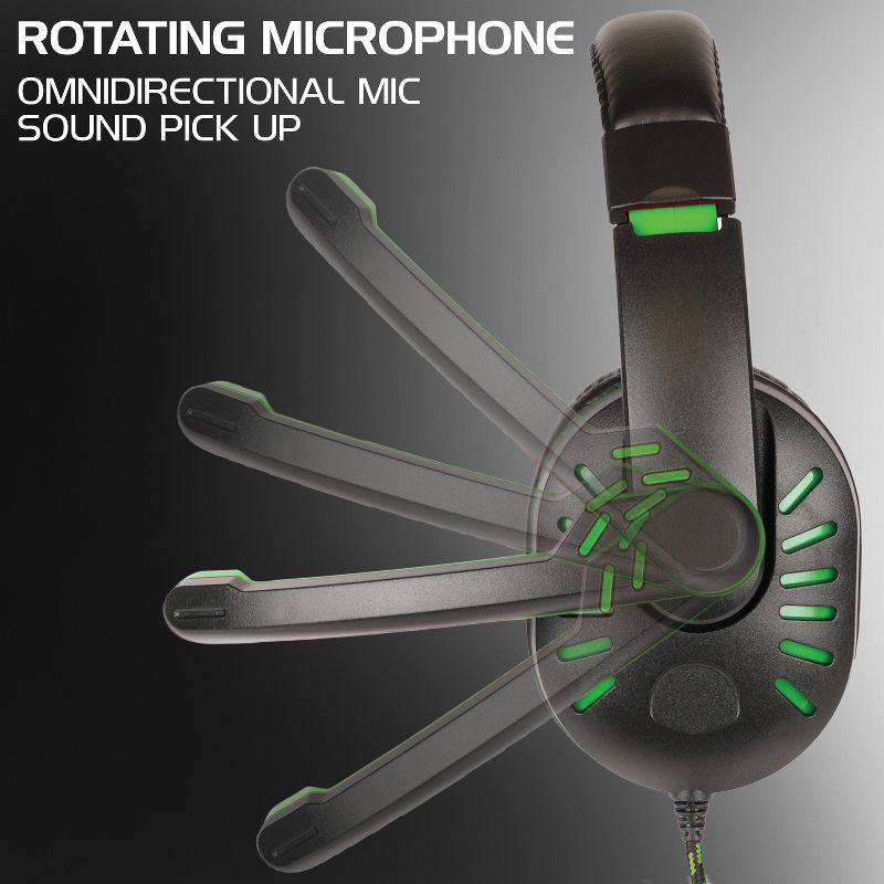 ENHANCE Infiltrate™ Stereo Gaming Headset with Rotating Microphone, Black and Green, GX-H5, 4 of 11