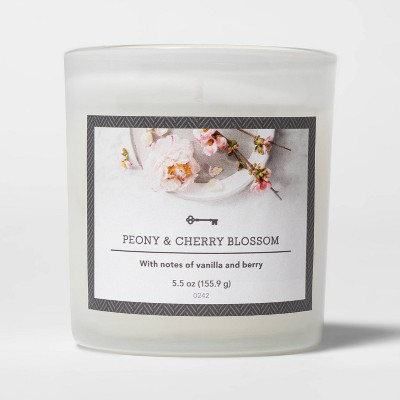 5.5oz Glass Jar Peony and Cherry Blossom Candle - Threshold™