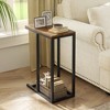 Tangkula C-shaped End Table Modern Sofa Side Table w/ Adjustable Foot Pads Rustic - 4 of 4