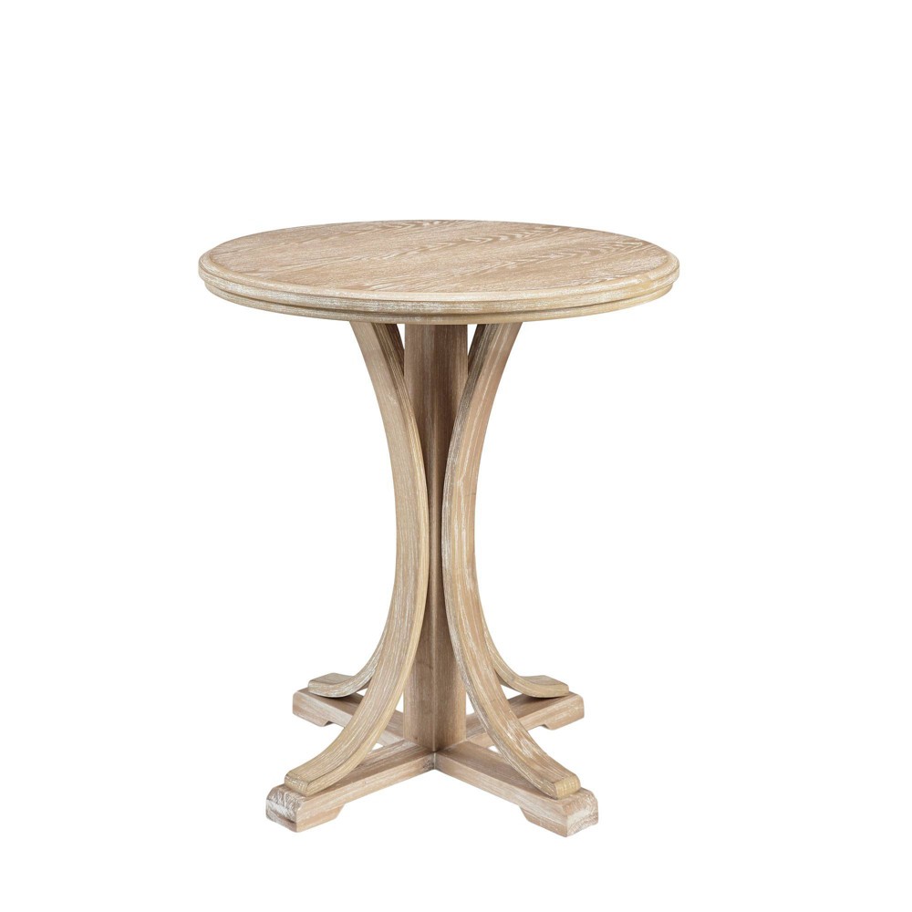 Photos - Coffee Table Martha Stewart Fatima Round Accent Table Wheat:  24" Wood Side Table, 85 lbs Capacity 