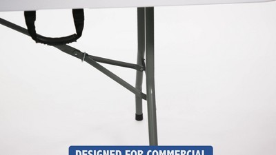 Kathryn 8-Foot Gray Metal and White Plastic Folding Table