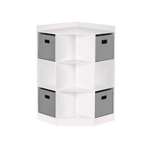 RiverRidge Kids' Corner Playroom Cabinet with 6 Toy Storage Cubbies and 3 Angled Shelves with 4 Fabric Bins - 1 of 4