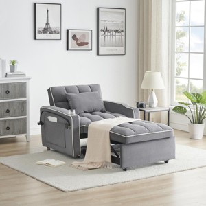 35" Gray Modern Sleeper Sofa Bed with USB and Adjustable Backrest for Apartment or Guest Room -3irtyhousy - 1 of 4