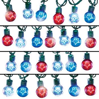 Collections Etc Set of 25 Patriotic Star Globe String Lights NO SIZE