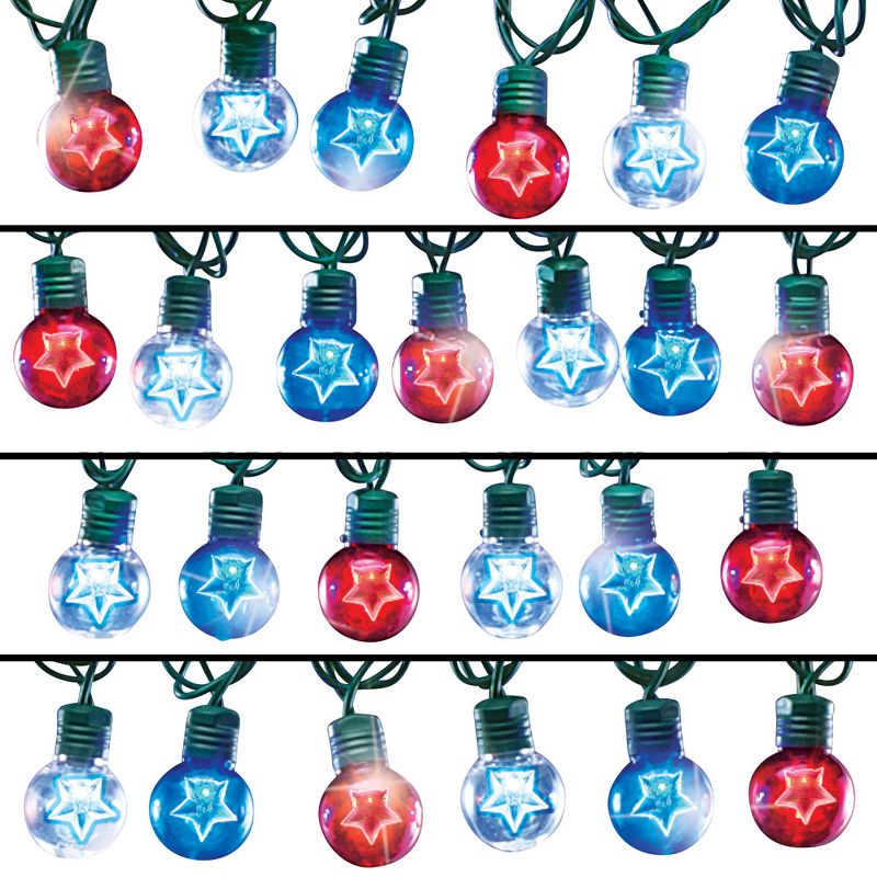 Collections Etc Set of 25 Patriotic Star Globe String Lights NO SIZE, 1 of 4
