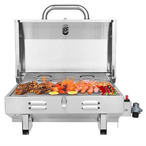 ROVSUN 1 Burner Portable Propane Gas Grill, 12000BTU Stainless Steel Tabletop Outdoor Cooking Grill for Picnic Camping RV Tailgating Patio Garden BBQ - 1 of 4