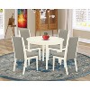 5-Piece Linen white Solid Wood Top - Round Dining Room Set - Seats 4 - 2 of 4