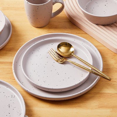 Taupe and White Ceramic 16-Piece Dinnerware Set