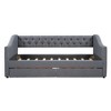 YOOCOZZ Twin Size Upholstered Daybed with Diamond-Tufted Backrest, Rivet Armrests, 2 Storage Drawers - Gray - 2 of 4
