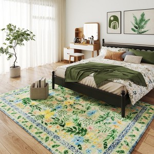 5x7 Washable Abstract Print Multi-Color Area Rug, Thin Distressed Non-Slip Carpet for Living Room Bedroom, Home Decor - 1 of 4