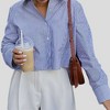 Women Blue Stripe Button-Down Shirt with Turn-Down Collar & Cuffed Sleeves – Polyester-Cotton Blend Cherie Code - 2 of 4