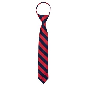 Jacob Alexander Boys’ College Stripe Pre-Tied Zipper Necktie – 14" - 1 of 4
