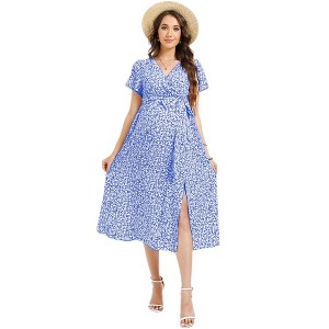 slim fit dress slacks Momyknows Boho Flowy Maternity Dress main image 0