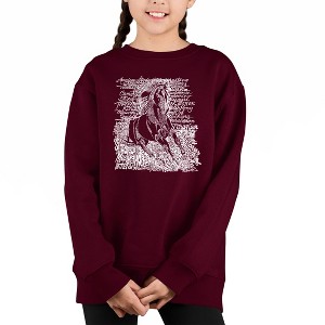 LA Pop Art Popular Horse Breeds - Girl's Word Art Crewneck Sweatshirt - 1 of 3