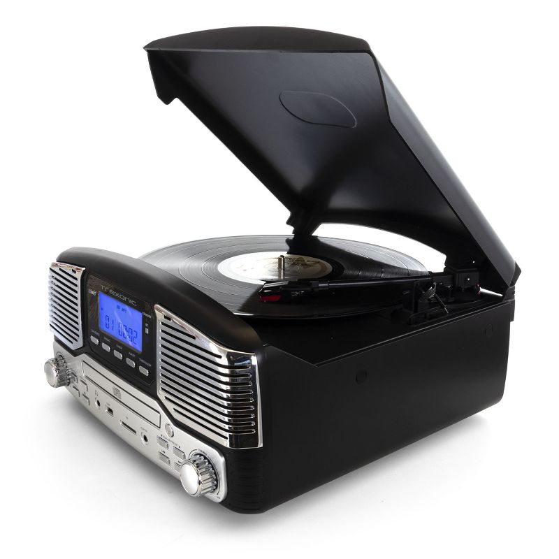 Trexonic Retro Wireless Bluetooth Record and CD Player in Black, 5 of 12