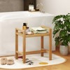 Tangkula Teak Wood Shower Bench Solid Wood Stool for Inside Shower Shaving Legs Natural - 4 of 4