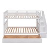PAGED Simple Wooden Bunk Bed Loft Bed, Twin over Twin Bed Frame with 3 Drawers, Storage Stairs and Guardrail for Kids, Teens - 4 of 4