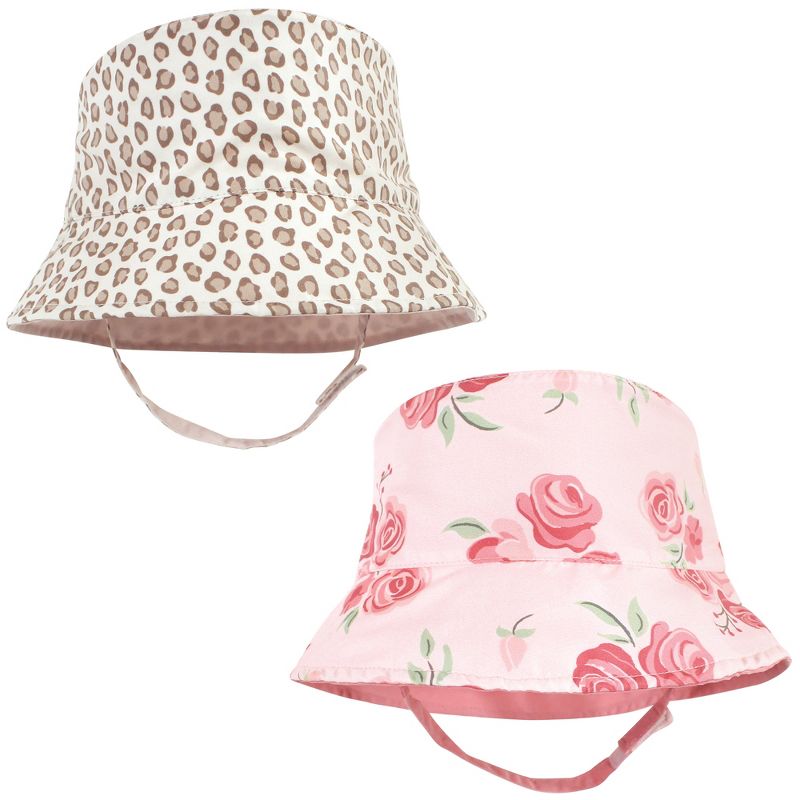 Hudson Baby Infant Girl 4Pc Sun Protection Hat, Blush Rose Leopard Mint Floral Leopard, 2 of 4